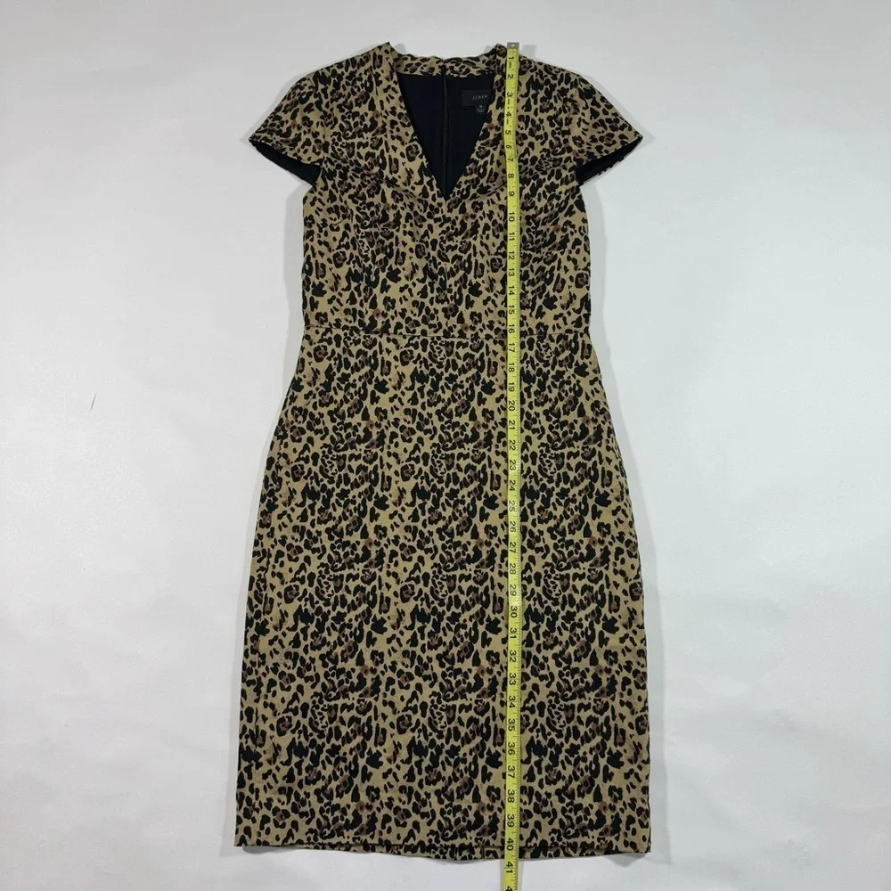 J Crew V Neck Sheath Dress Leopard Print AK630